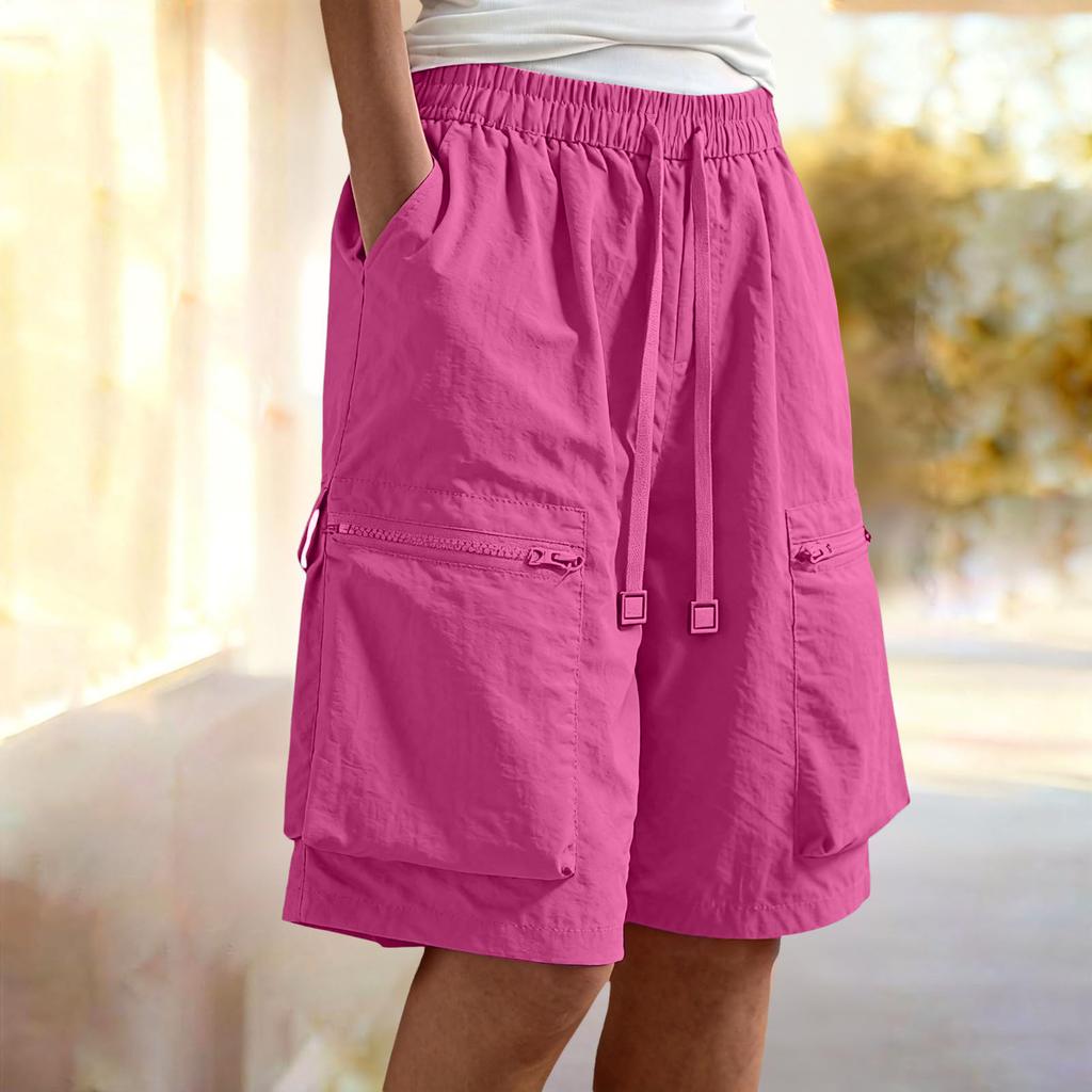 Women's Cargo Hiking Shorts Summer Casual Bermuda With Pockets Drawstring Elastic Lightweight Quick Dry Outdoor