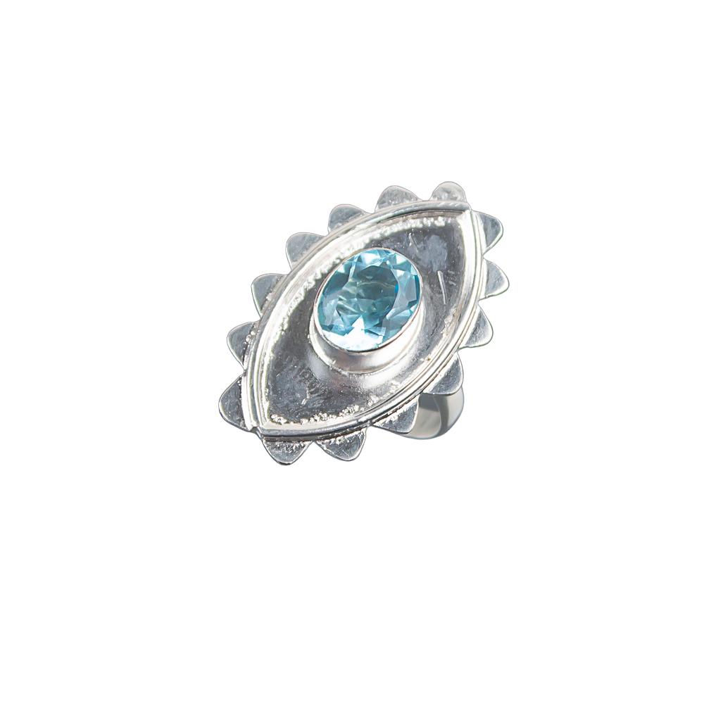 Sky Blue Topaz Gemstone 925 Sterling Silver Jewelry Handmade Ring Gift for Wife RR-6-8