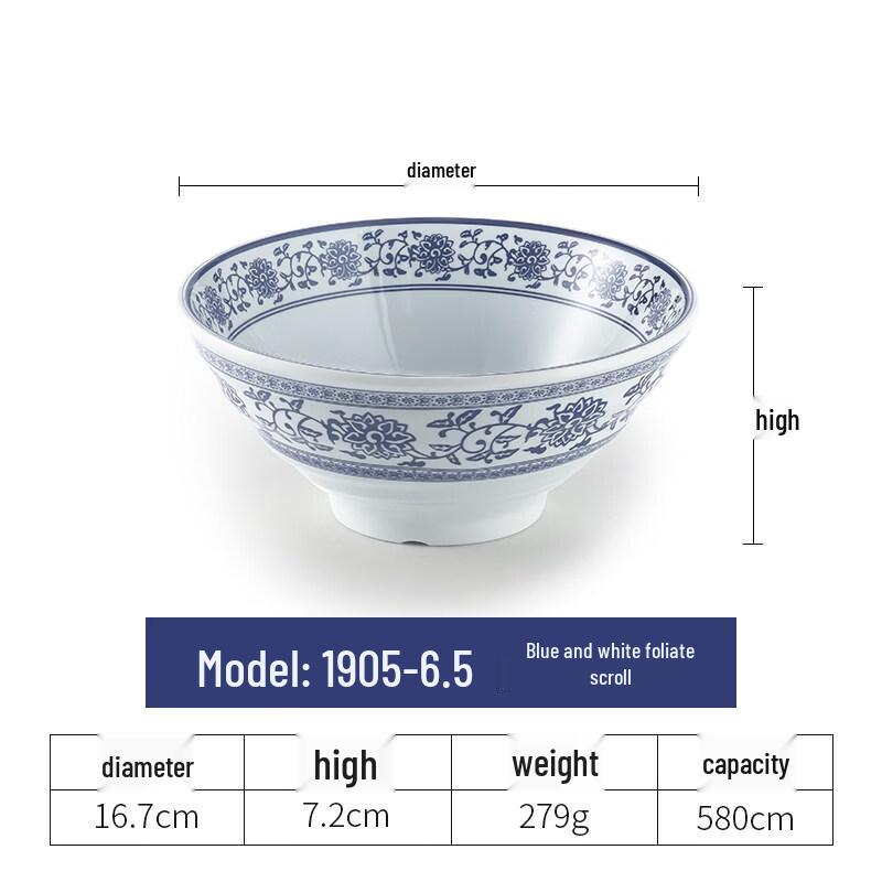 Yipan Melamine Blue & White Noodle Bowl