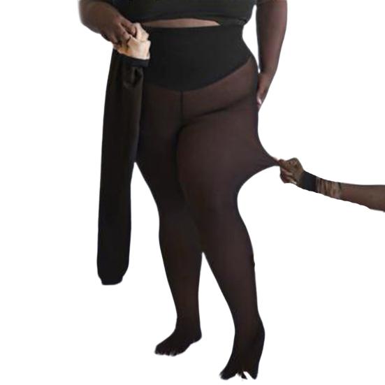 

Флисовые леггинсы женские зимние термоколготки с эффектом полупрозрачной кожи телесного цвета леггинсы для женщин моделирующие фигуру согревающие M/L