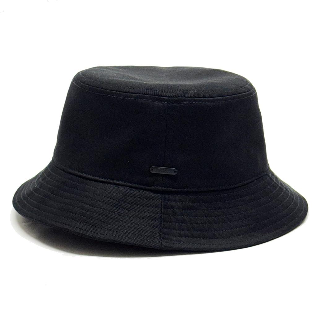 Rodem Plus Size Pork Pie Bucket Twill Size Black Men's Hat, 2-Way Cotton, Thin, Soft, Lightweight, Foldable, Washable, Cotton, XL,