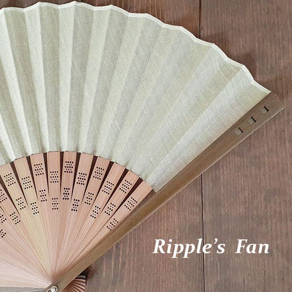 Onishi Masaru Seihan Omi Linen Pistachio Fan, 23cm, "Ripple" 78-05