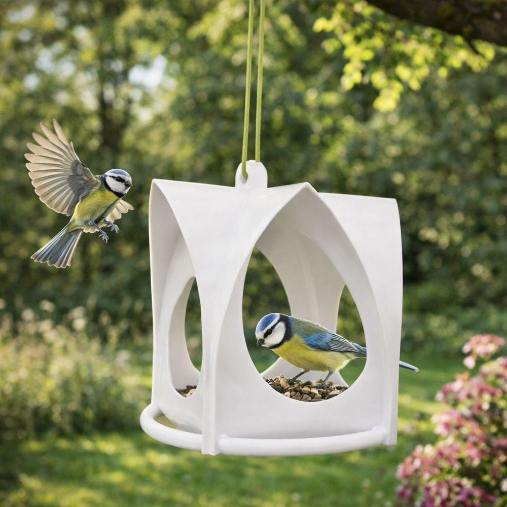 Cottage Style Hanging Bird Feeder Weatherproof Bite Resistant Wild Bird Feeders Large Capacity Plastic Bird Feeder Station