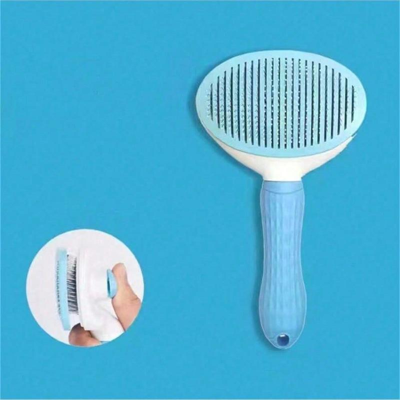 1pc Dog Brush, Cat Brush, Flea Comb, Automatic Cleaning Brush, Pet Grooming Brush, Pet Massage Brush, Shedding Grooming Brush, Mat Breaker Tool