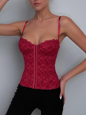 Europäischer & Amerikanischer Stil Spitzen-Bustier: Sexy rückenfreier Bügel-West für Damen