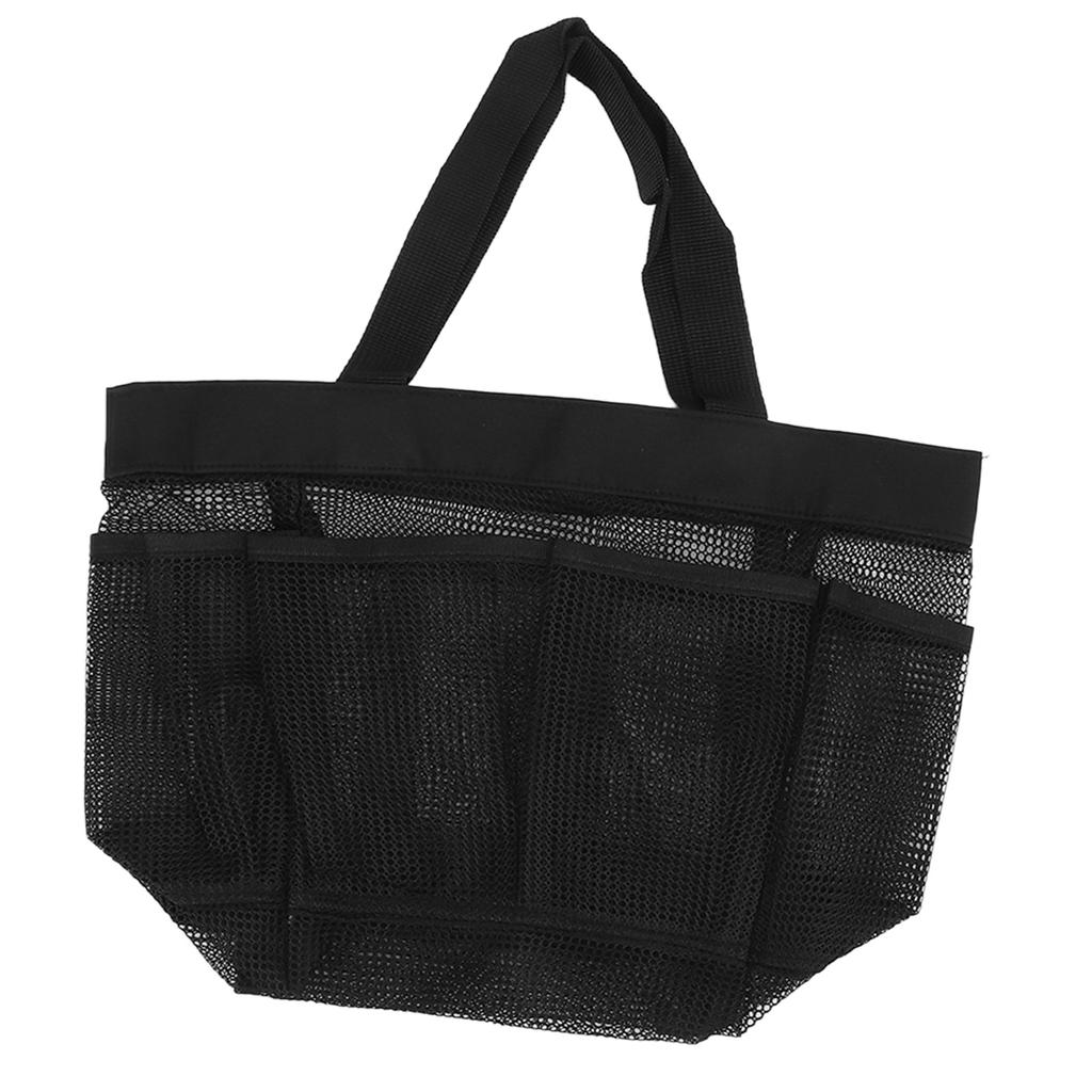 Tragbare Netztasche für den Strand, durchsichtige Reise-Kosmetiktasche für Baden, Schwimmen, Schwarz