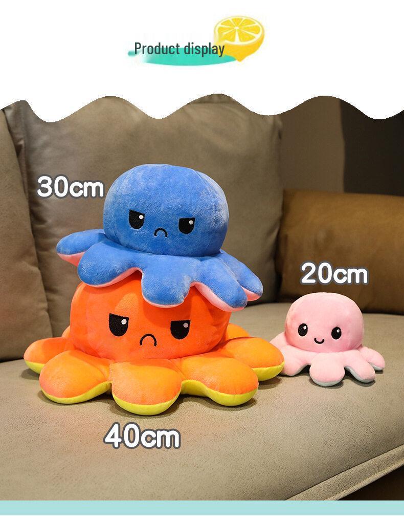 Reversible Double-Sided Octopus Plush Toy - Cute Face-Changing Doll for Girls Birthday Gift