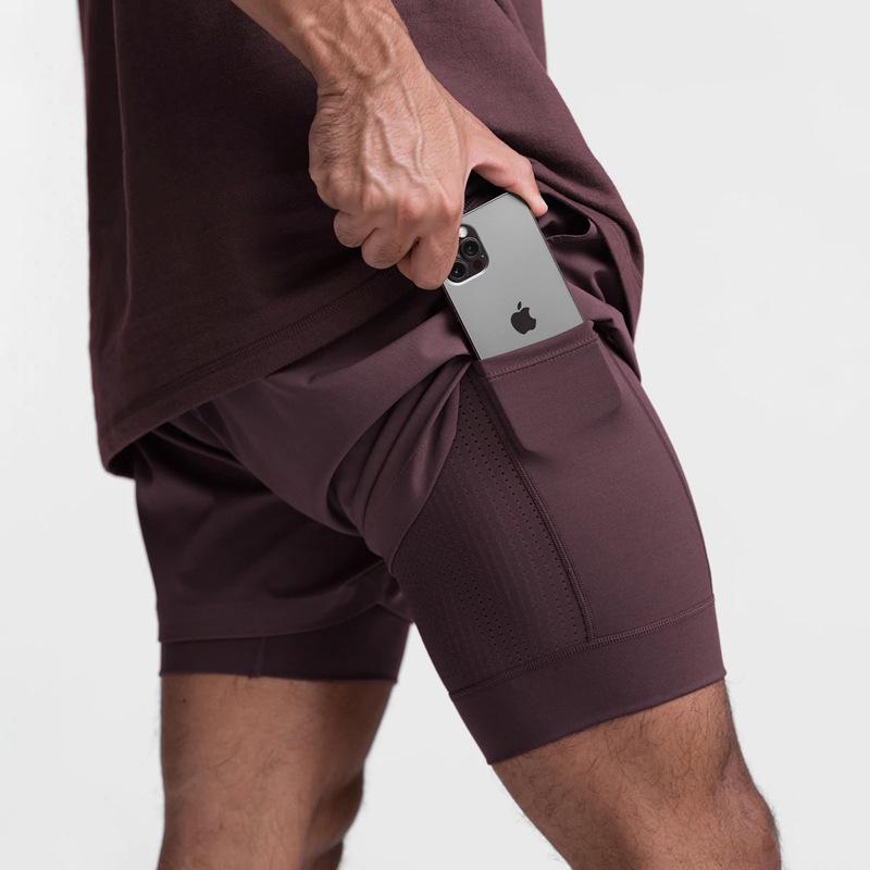 Men's Double-Layer Breathable Running & Basketball Shorts