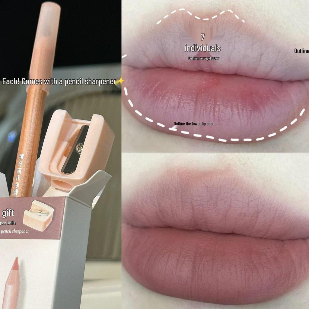 Feixi Soft Mist Lip Liner: Long-lasting Nude Lipstick with Built-in Sharpener.
