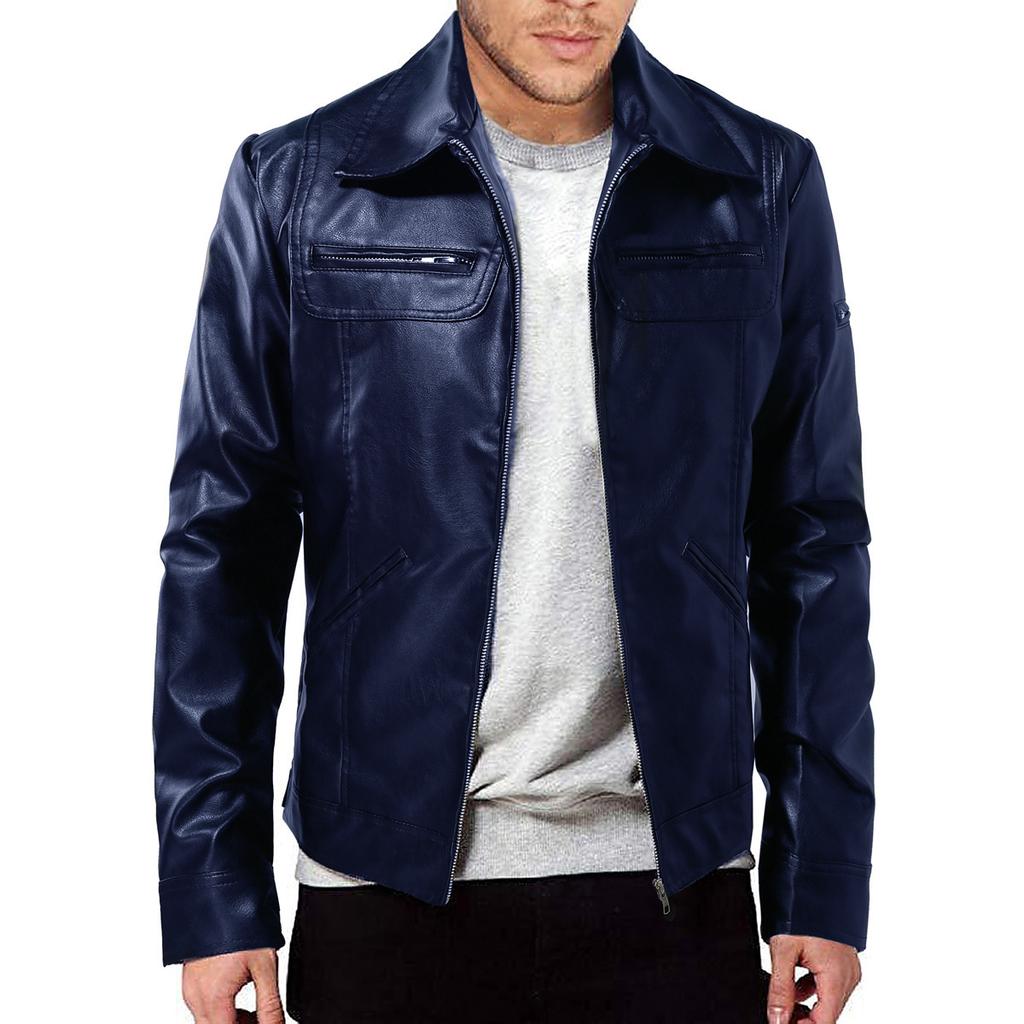 European and American men's motorcycle leather jacket men's teen stand-up collar punk leather jacket men