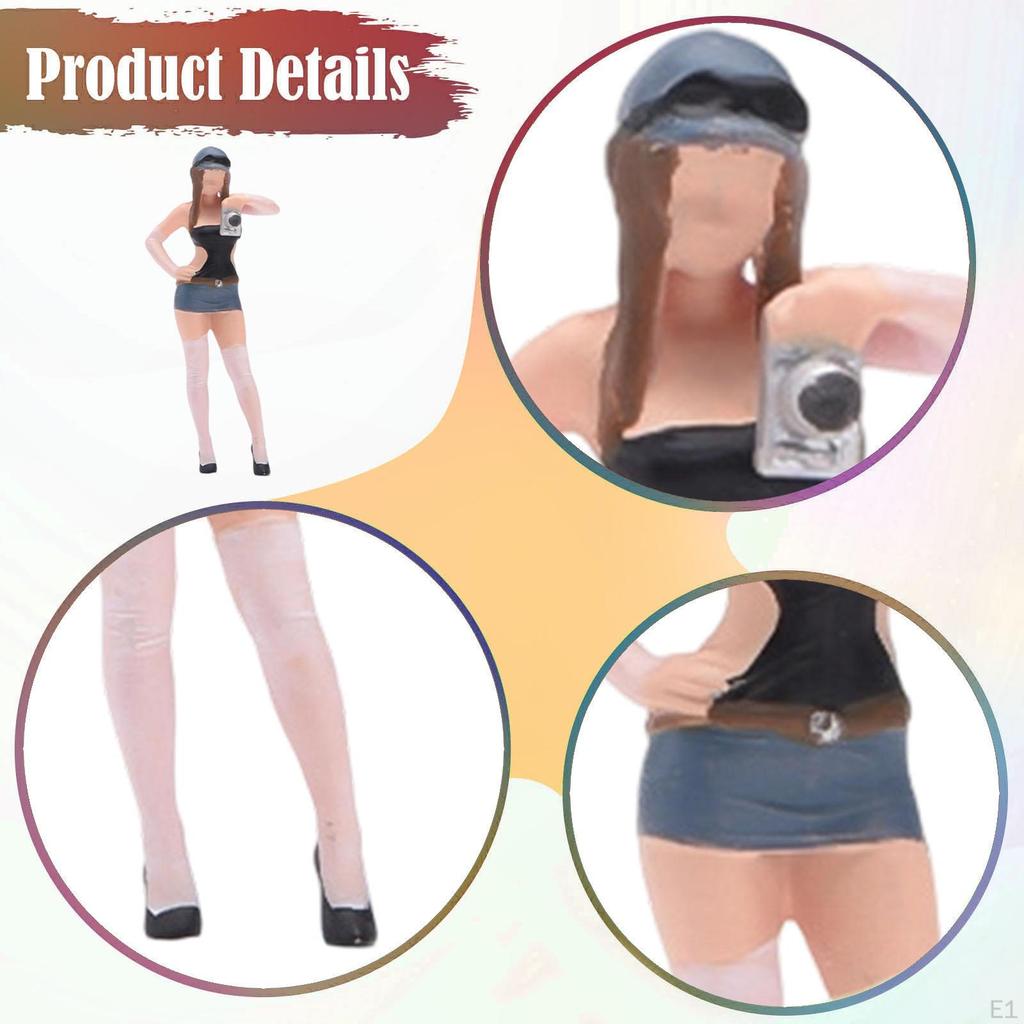 1/64 Girl Figure Model Strapless Top Female Photographer S Scale Layout Decoration Fairy Garden