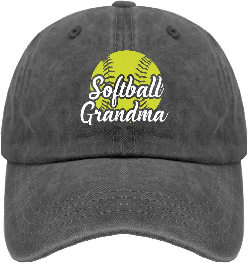 Softball Grandma Baseball Cap Washed Denim Adjustable Casual Hat for Adult Women