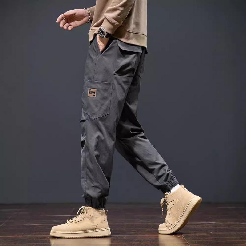 Spring And Autumn New Trendy American Overalls Men's Loose Legged Trousers Solid Color Casual Large Size Sports Pants For Men