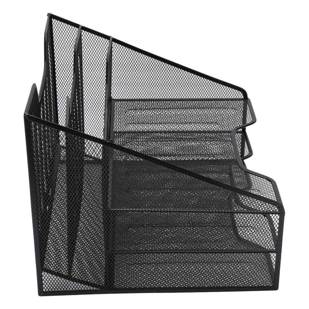 3 Tier Paper Tray Metal Mesh Desktop Organizer Sorter Letter File Document Storage Rack Office Supplies