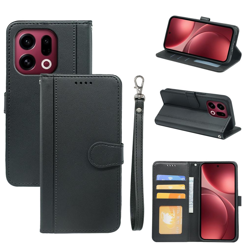 For Oppo Find X9 5G Wallet Case Magnetic Snap Leather Phone Cover with Strap