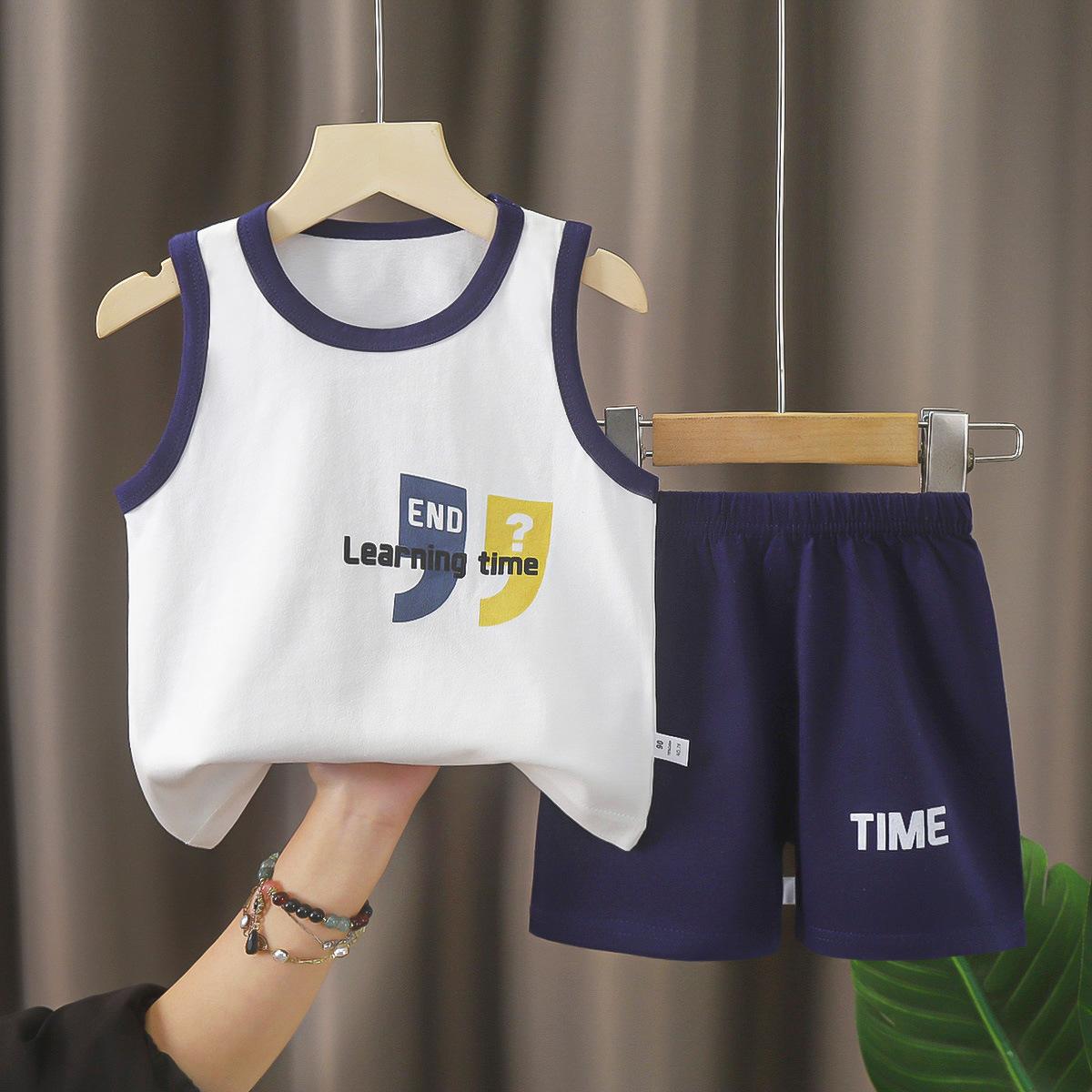 

Детские комплекты Детская одежда Мальчики Девочки Жилет Костюм Летняя детская одежда Детские хлопковые футболки Шорты Майка без рукавов 90