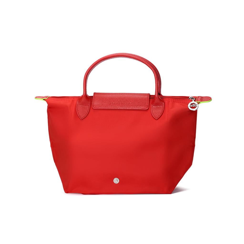Longchamp Le Pliage Logo Embroidered Top Zip Tote Bag Small Women handbags Tomato-Red 1621919P83