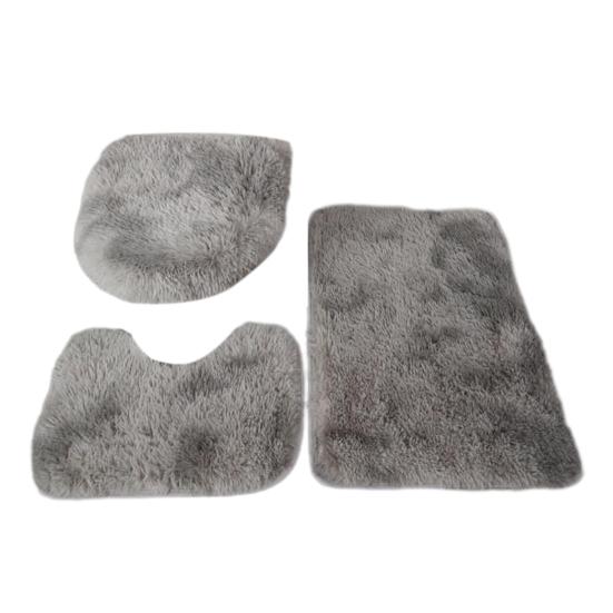 Yousheng 3Pcs/Set Bathroom Rug Absorbent Non Slip Floor Mat U-Shaped Plush Mat Toilet Lid Cover Mat with Rubber Backing for Bathroom Shower Toilet