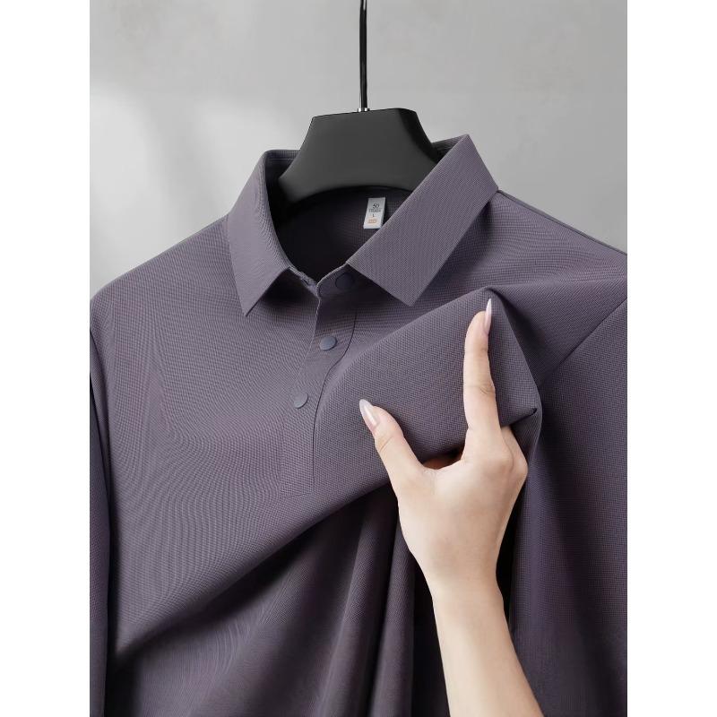 STORN Fashion New Solid Color Short Sleeve Polo Shirt Luxury Ice Silk Breathable Men Summer Business Casual Comfort Versatile T-shirt