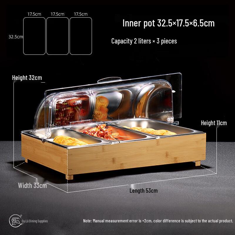 Handun Buffet Food Display Tray with Bamboo Stand