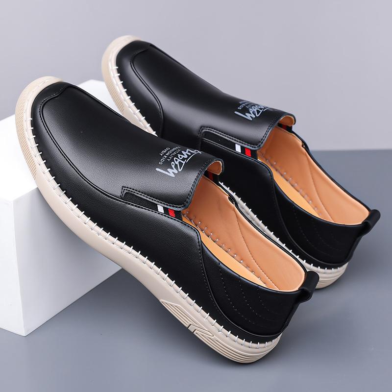 New Men Leather Casual Shoes Comfortable Flat Leisure Shoes Man Slip-on Loafers