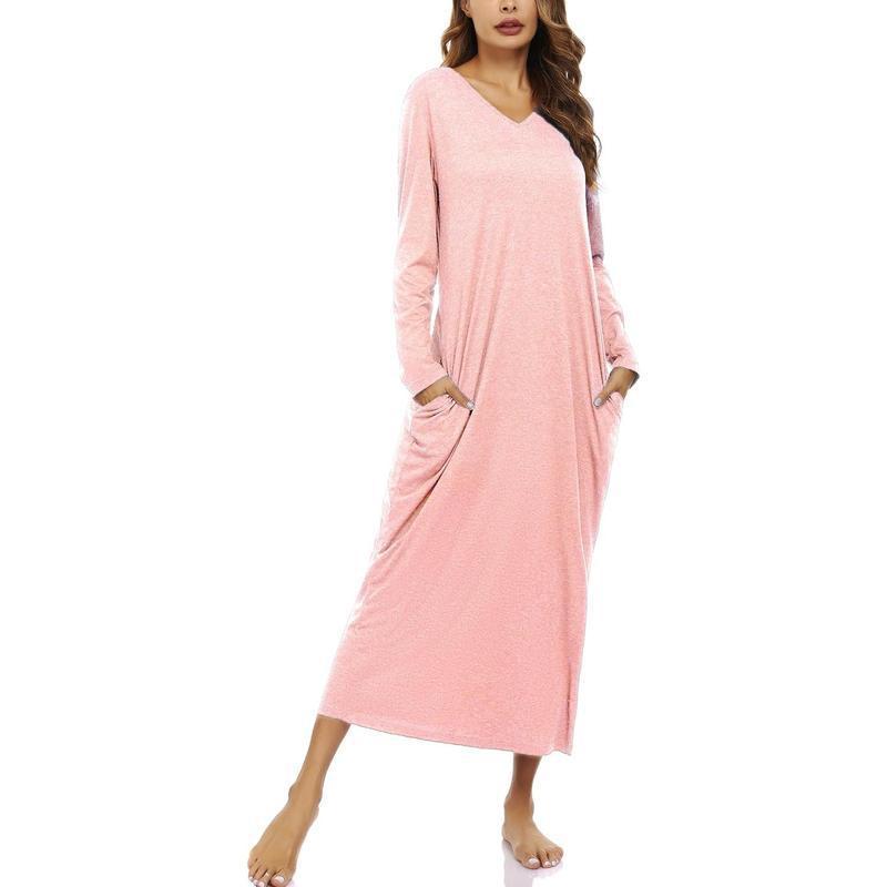 Women's Long-Sleeve Cotton Nightgown Pajamas