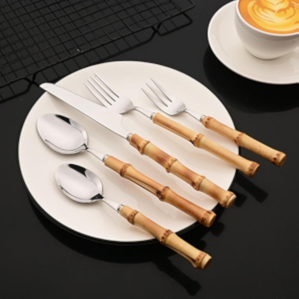 4/5/7-piece Cheese Knife Set Stainless Steel Silverware Set Bamboo Handle Utensils Hostess Serving Set for Buffet Home