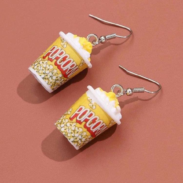 Simulation Popcorn Earrings Funny Three-dimensional Earrings for Birthday Gift