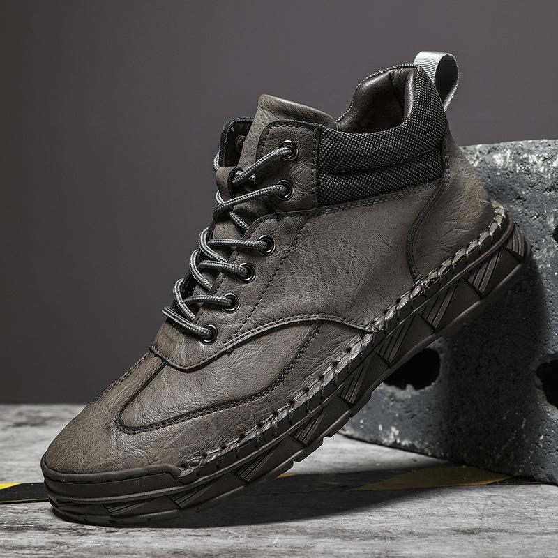 Autumn New 2025 Popular Large Size Hand-stitched Outdoor Leisure Thick-soled Wear-resistant Men's Martin Boots