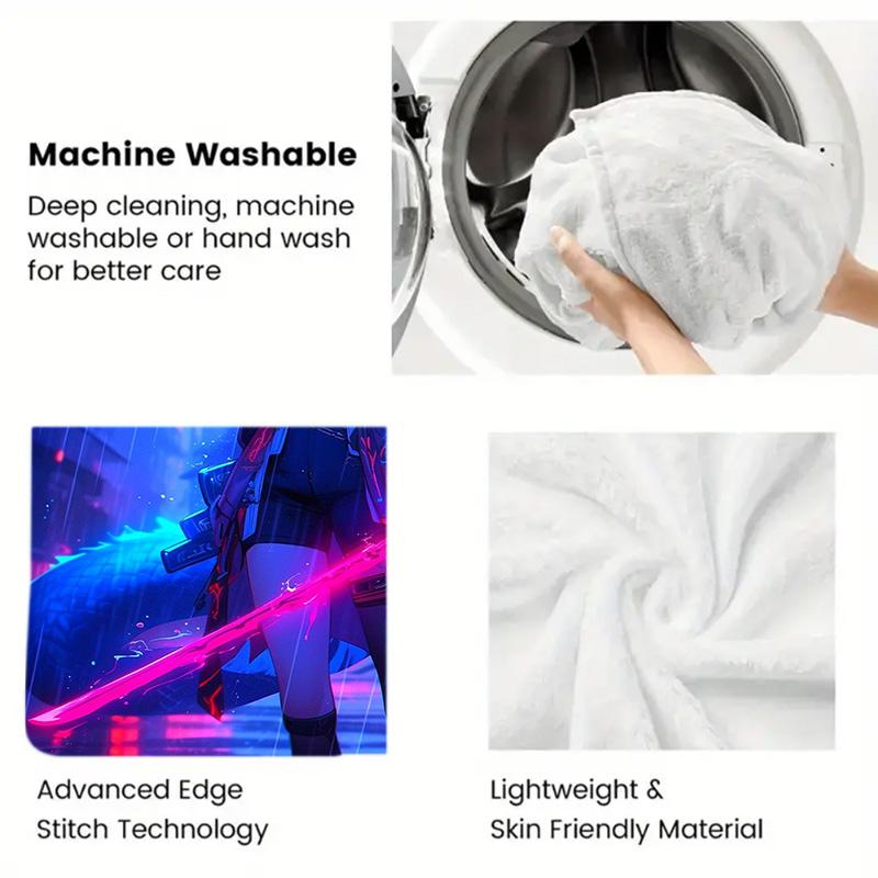 Cyberpunk Anime 2D Flat Pattern Flannel Blanket High quality All Seasons Warmth and Comfort Perfect for Christmas Gifts.NMT0928045