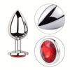1pc Gemstone Base Stainless Steel Anal Plug - Smooth Body-Safe Metal Butt Plug for Couples Adult Pleasure Sex Toy