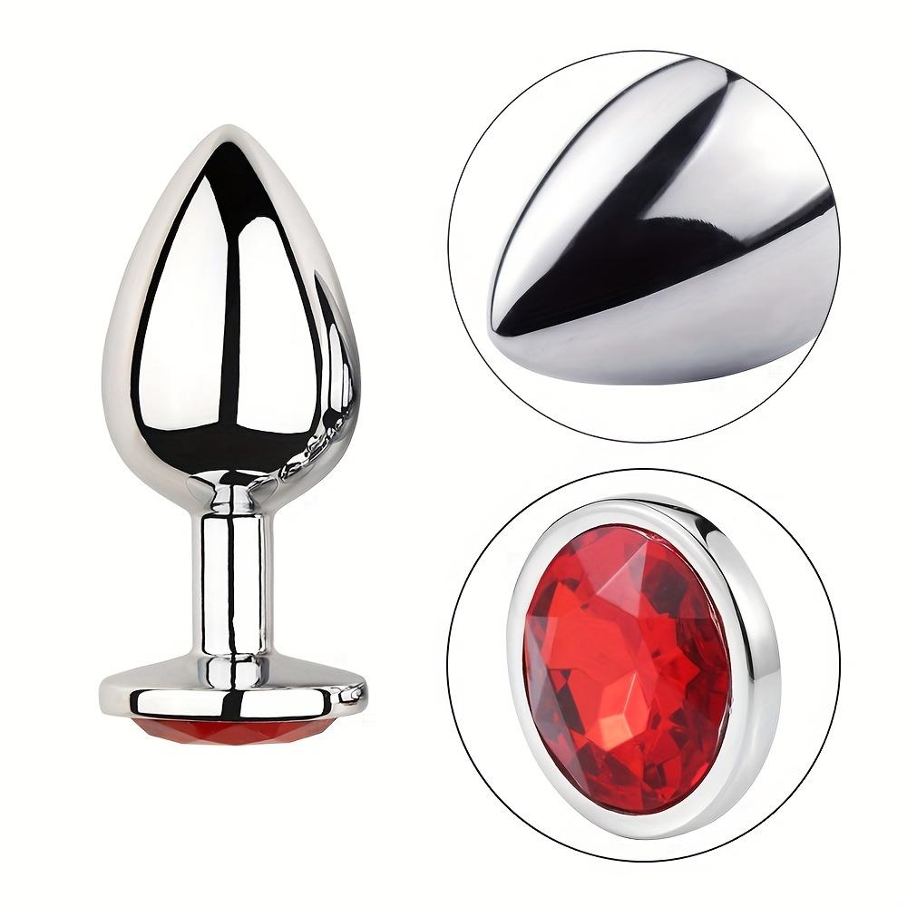 1pc Gemstone Base Stainless Steel Anal Plug - Smooth Body-Safe Metal Butt Plug for Couples Adult Pleasure Sex Toy