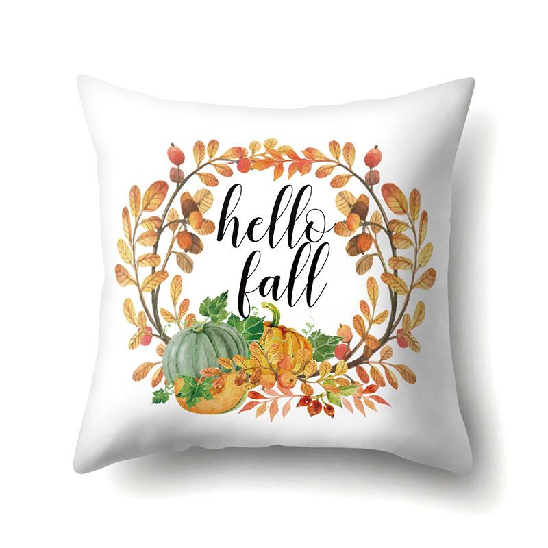 Thanksgiving Pillowcase Blessing Maple Leaf Pumpkin Sofa Cushion Cover Office Home Living Room Pillowcase