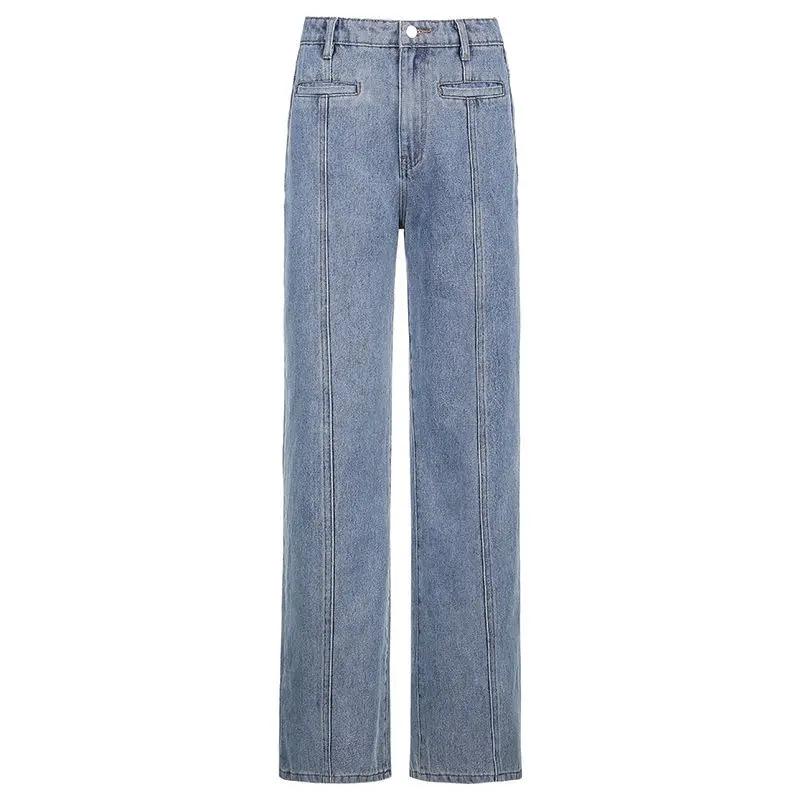 Retro Five Pointed Star Straight Women Jeans European and American Style Design Slim Fit Leg Length All Match Pants