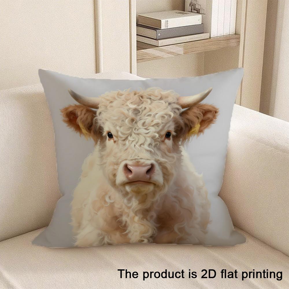 1pc Exquisite 2D Flat-Printed Pillowcases with Various Adorable Animal Designs Sofa Cushion Cover Home Bedroom Room Decoration