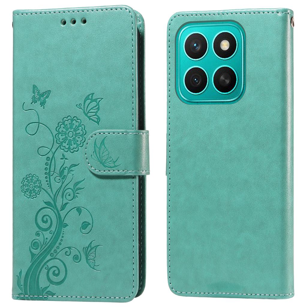 For Honor X8c 4G Case Butterfly Floral Imprint Wallet Stand Leather Phone Cover