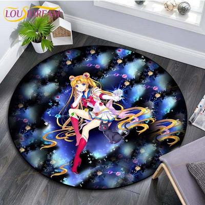 Sailor moon tapetes anime tendência tapetes macios e tapetes para sala de estar tapetes antiderrapantes para quarto redondo