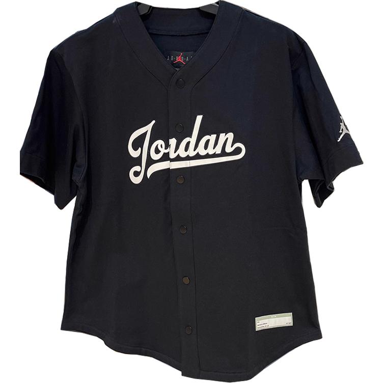 Jordan V-Neck Letter Single-Breasted Short Sleeve T-Shirt Men Tops Black FN4664010