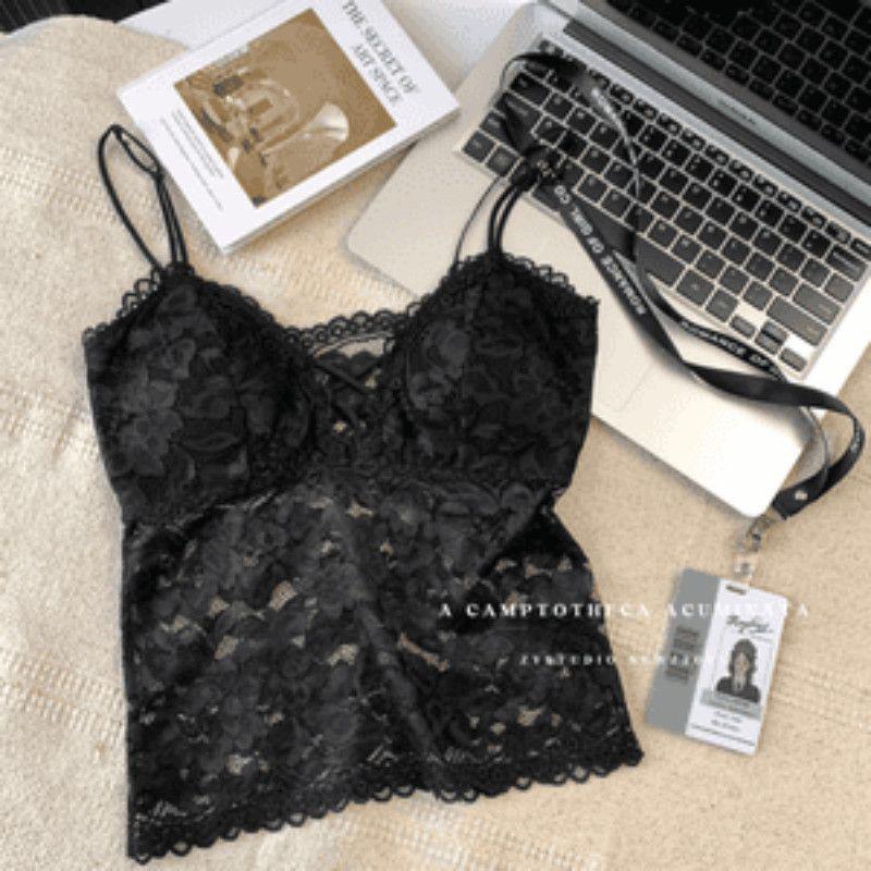 

Чистое сексуальное кружевное ажурное бюстье на завязках с нагрудными вкладышами One Size (80-120 jin) чёрный