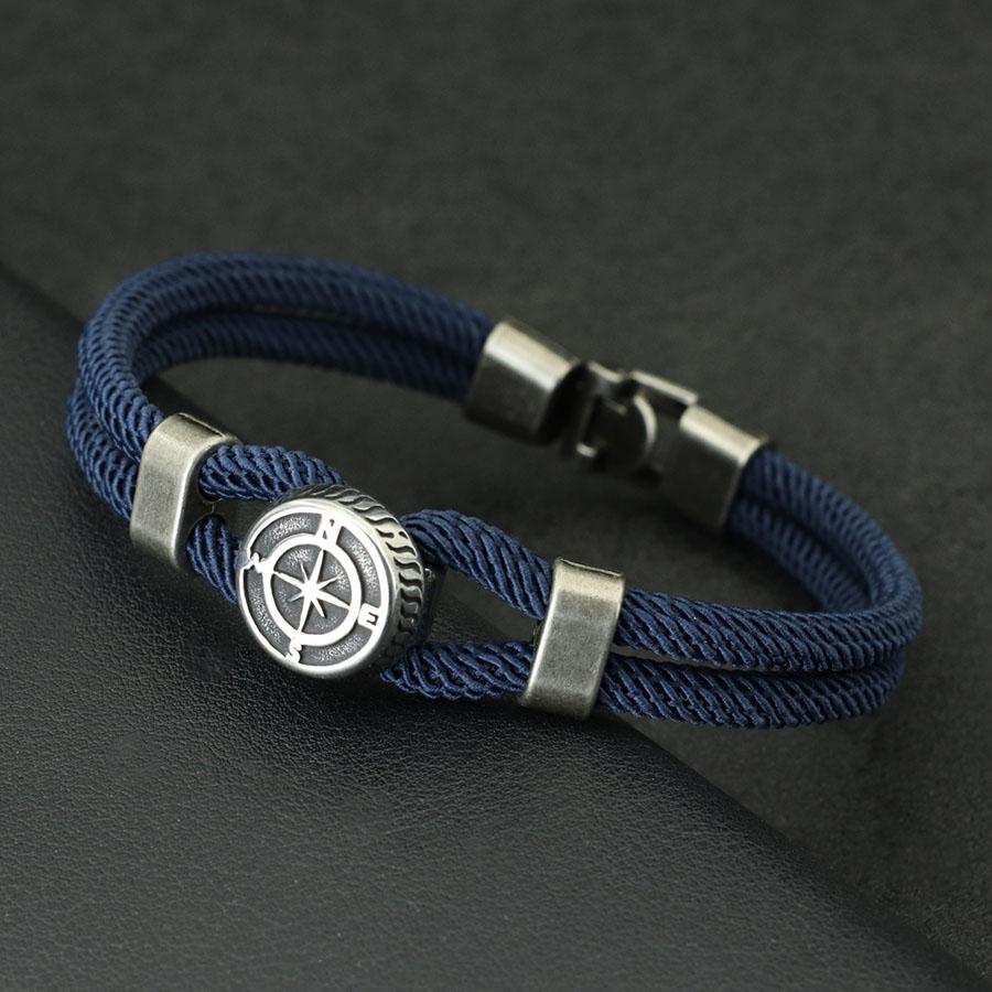 Nuovo Bracciale Bussola Uomo Vichingo Nautico Corda Braccialetto Bracciale Fatto a Mano Intrecciato Accessori Surfista Uomo Braccialetto Corda Marina