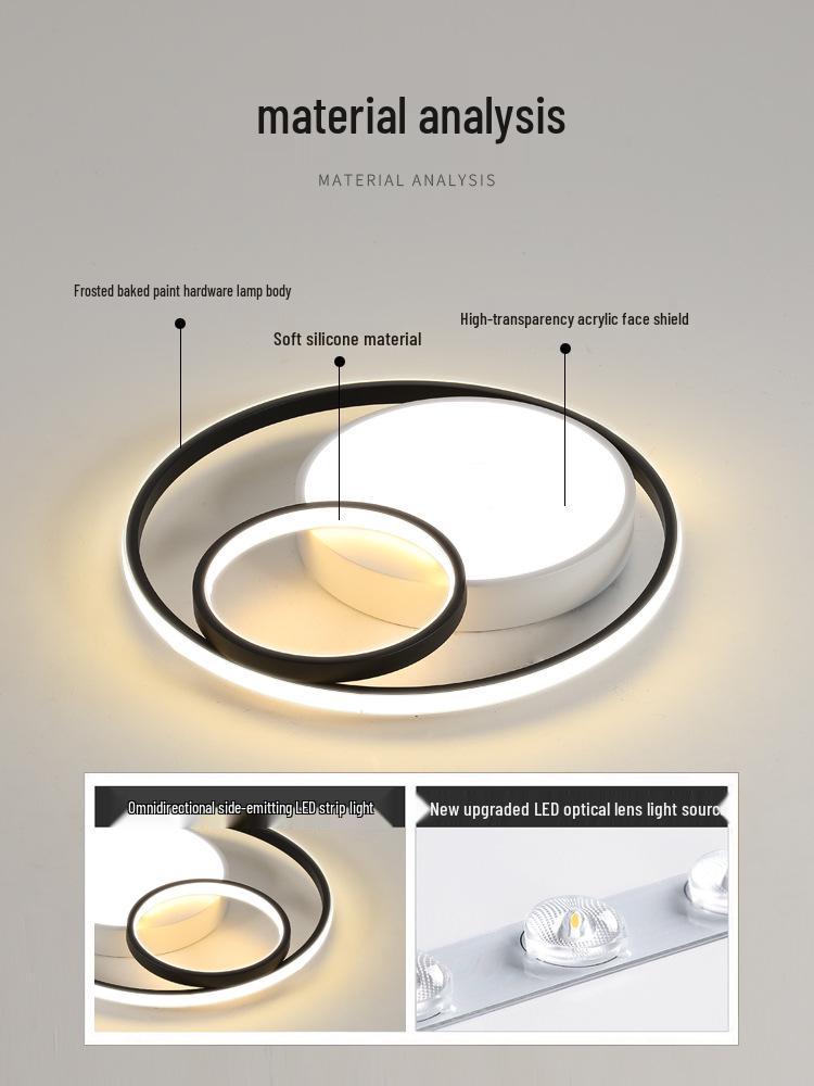 Nordic Modern LED Ceiling Light - Minimalist Black & White Design for Bedroom, Study, or Romantic Settings