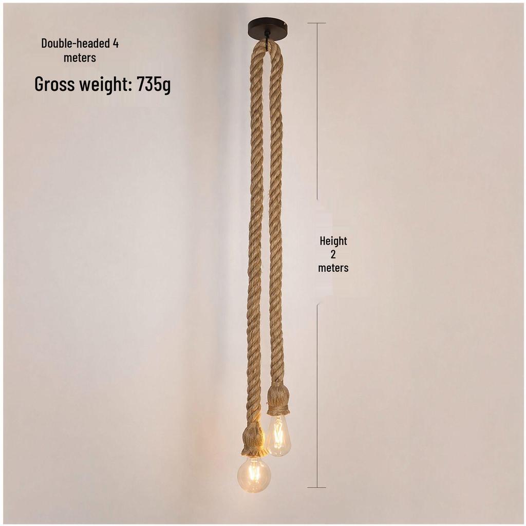 American Retro Hemp Rope Pendant Lamp for Restaurants, Hotels, Shops, and Bars