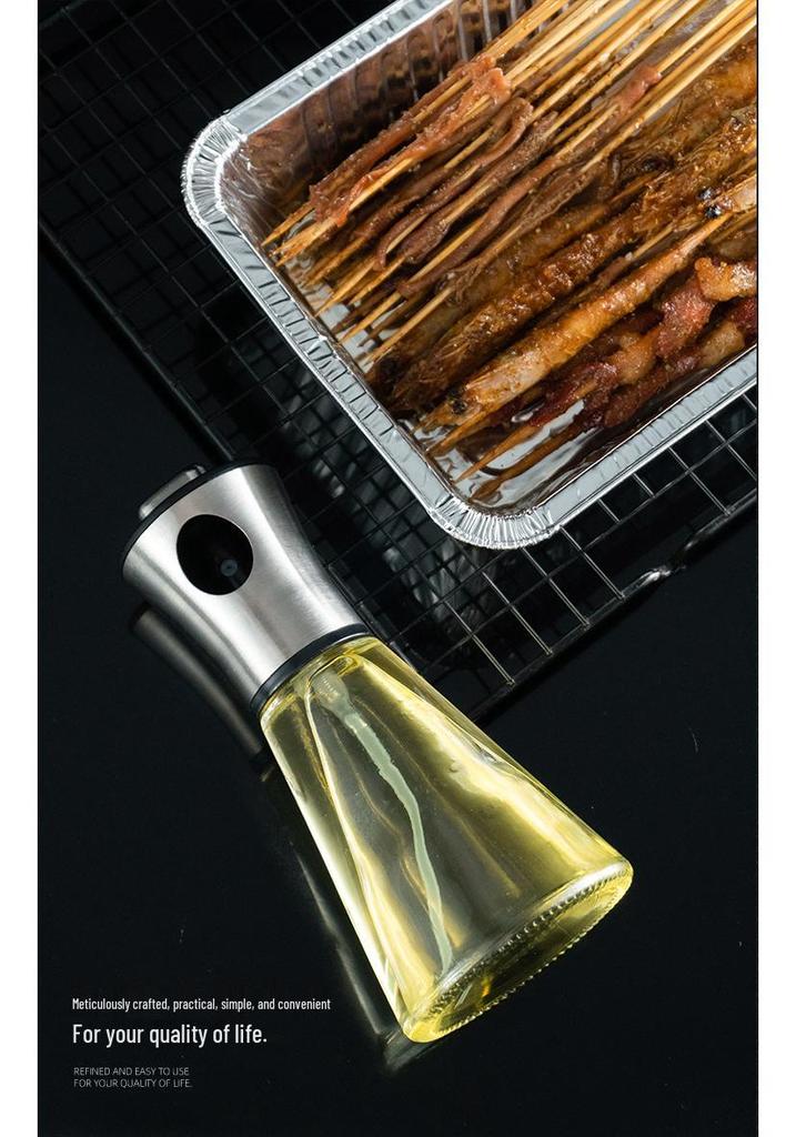 304 Stainless Steel Glass Oil Spray Bottle - Press for Controlled Oil Dispensing