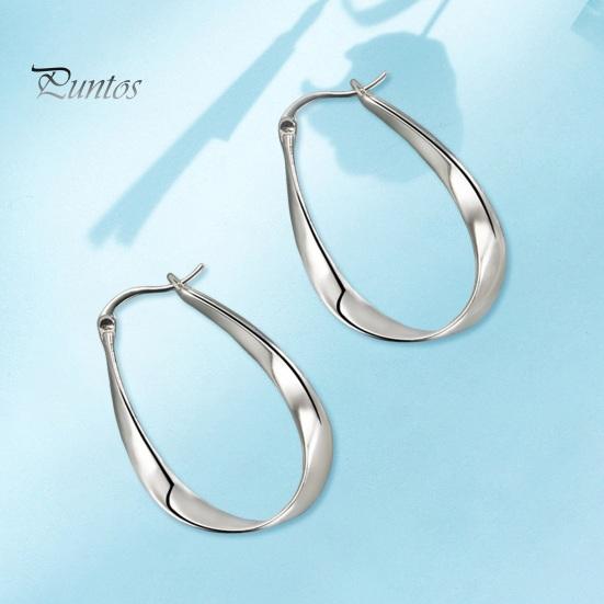 Stainless Copper Earrings 1 Pair Women Ear Hoop Twisted Circle Polished Pure High Color OL Commute Dating Prom Party Hanging Jewelry Lightweight