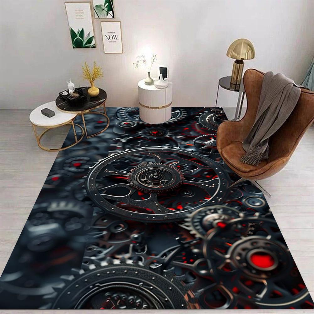 3D Mechanical Cogs Gears Steampunk Rug Carpet for Living Room Bedroom Decor Floor Mat Non-slip Decoration for Sofa Doormat Gifts