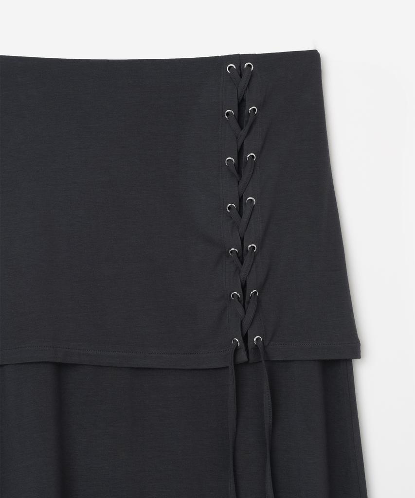 Milo Woman Folding Strap Maxi Skirt [Charcoal]