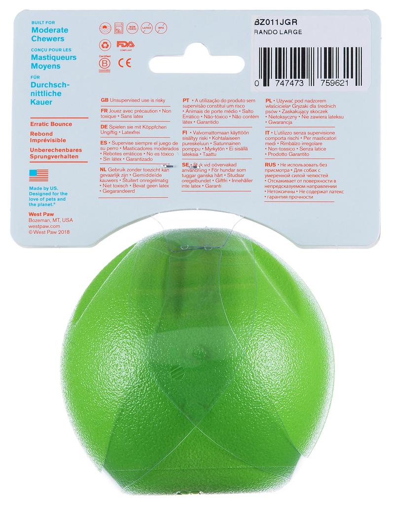 West Paw Zogoflex Echo Randa Hundespielzeug, Hundeball, Dschungelgrün, Groß