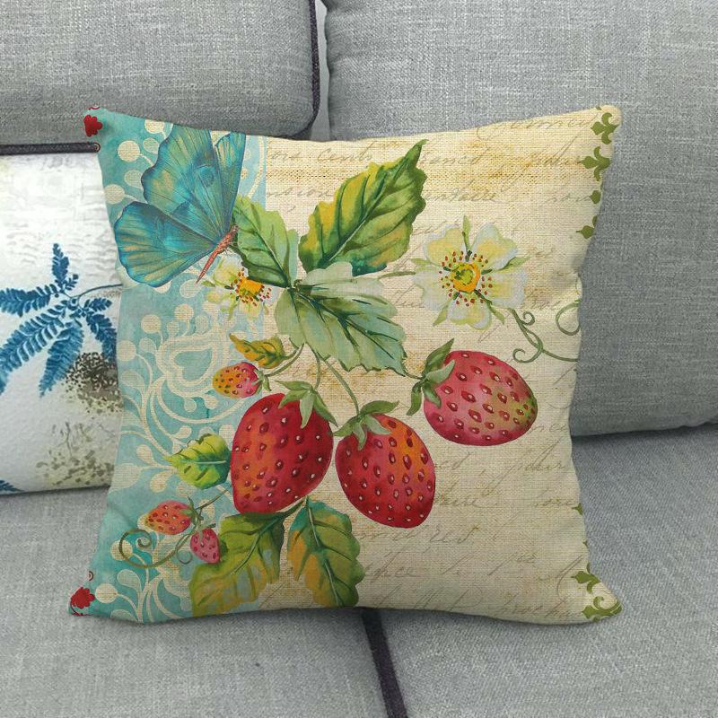 Nordic Butterfly Flower And Fruit Farm Digital Printing Short Plush Pillow Covers For Car Sofa Office Cushion Cover Home Goods