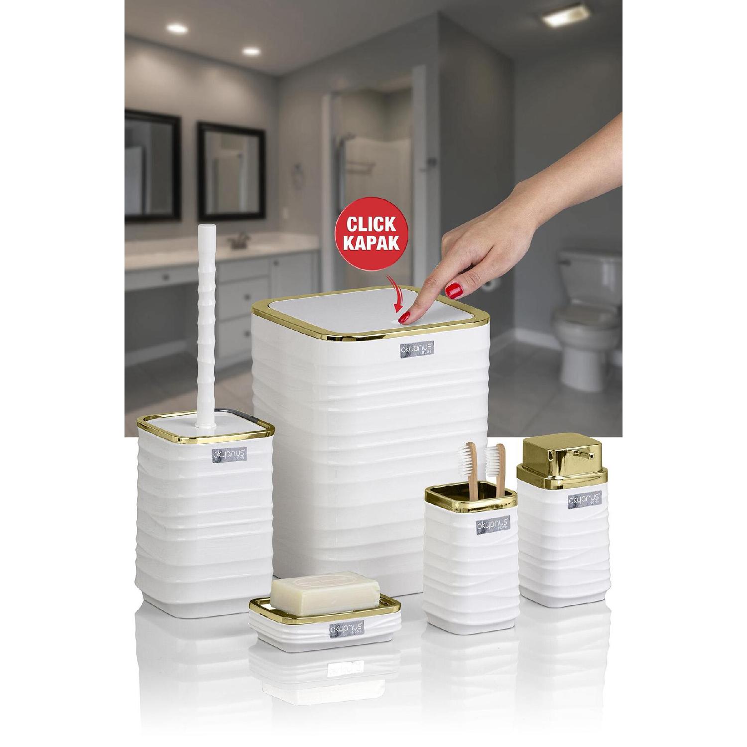 

Набір для ванної кімнати Luna Gold Series White Square з 5 предметів