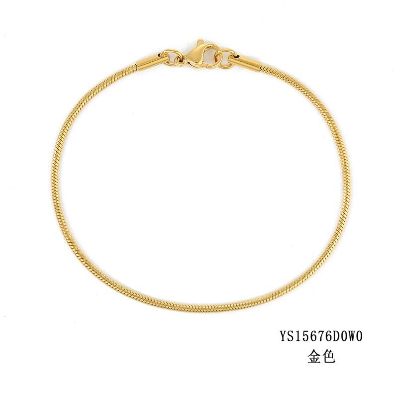 CARLIDANA Simple PVD 14K Gold Plated 316L Stainless Steel Wide Length Round Round Snake Chain Bracelet Jewelry For Women
